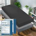 Cot Sheet 31" x 75"(2 Pack), Cot Fitted Sheet Ultra Soft and Breathable Snug Fit for Narrow Twin Mattress/Camp Bunk Beds/RVs Bunk/Guest Beds/Army Cots/Trifold Mattress Grey and Black, Sheet Only