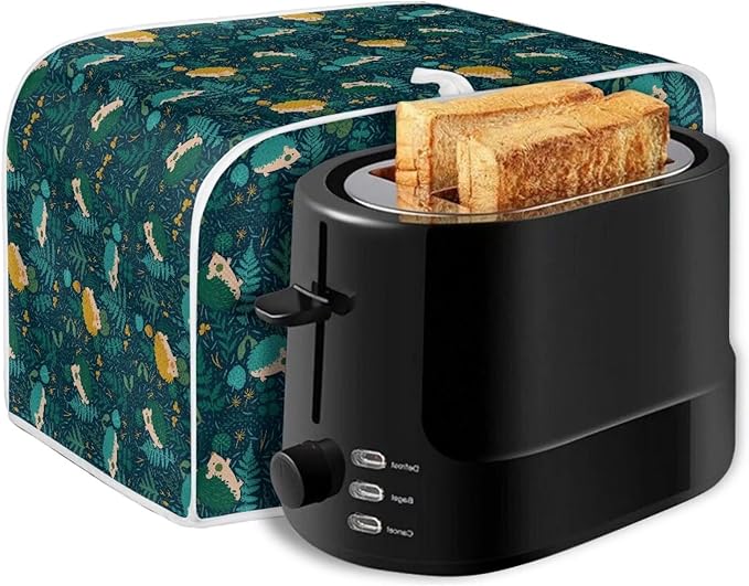 Flowers Hedgehog Printed 4 Slice Kitchen Machine Covers, Dustproof Toaster Cover Fits Most Standard Toaster, Small Kitchen Appliance, Bread Maker Protector