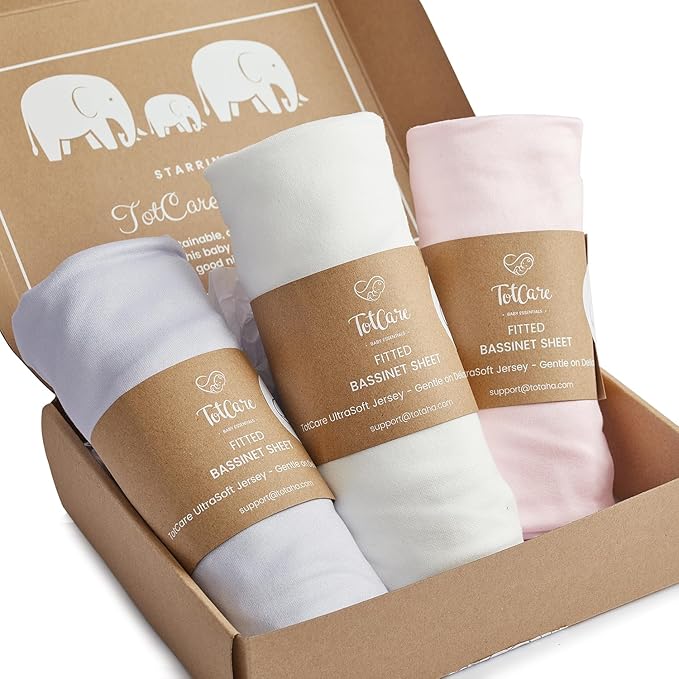 Bassinet Fitted Sheets for Fisher Price Bassinet Soothing Motions, Stow and Go, Rock with Me and Soothing View - Buttery Soft Sheets - Pale Pink + Lavendar + Cloud, 3 Pack