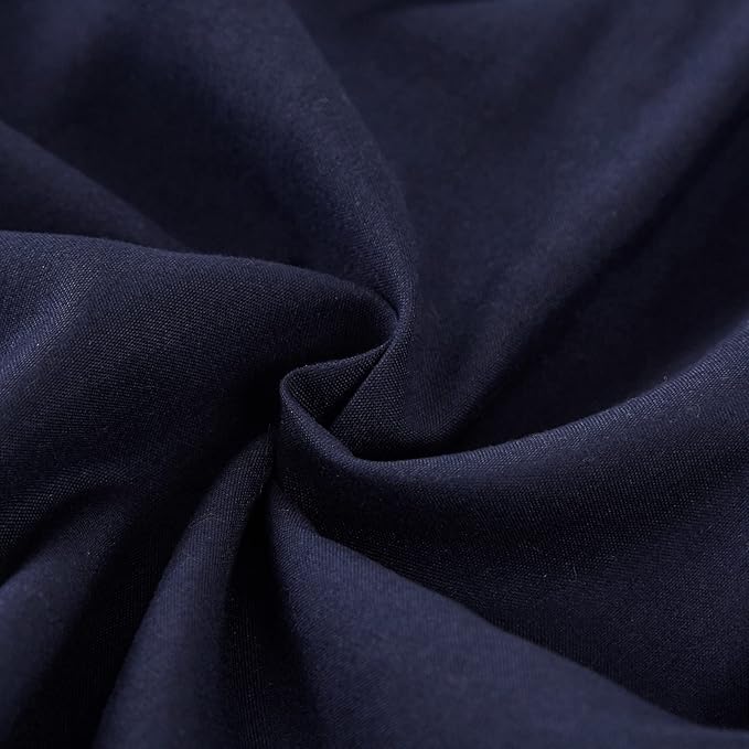 MEILA Wrap Around Bed Skirt Three Fabric Sides Elastic Dust Ruffled 18 Inch Tailored Drop,Easy to Install Fade Resistant-Navy Blue, Queen/King