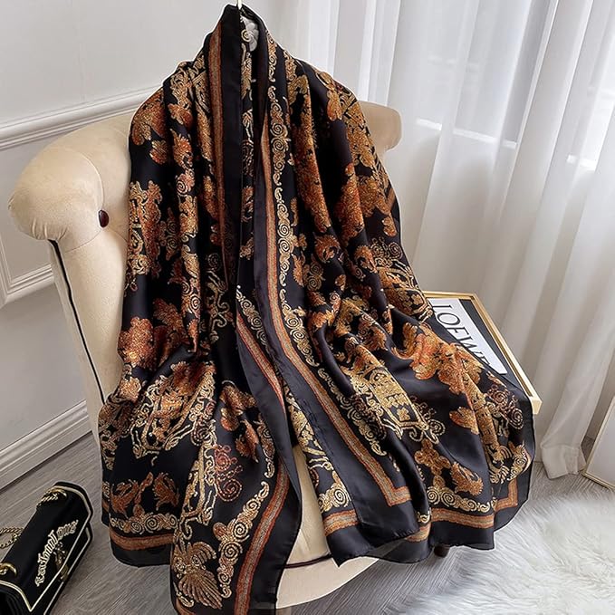 Fashion Scarves Scarf 100% Silk Feeling Scarf Silk Like Scarves Long Lightweight Sunscreen Shawls for Women