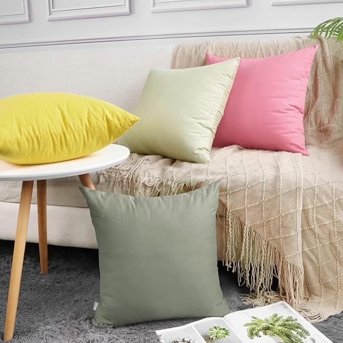 Thmyo 4-Pack 100% Cotton Comfortable Solid Decorative Throw Pillow Case Square Cushion Cover Pillowcase Sublimation Blank Pillow Covers DIY Throw Pillowcase for Sofa Bedroom(22x22 inch/ 55x55cm,Grey)