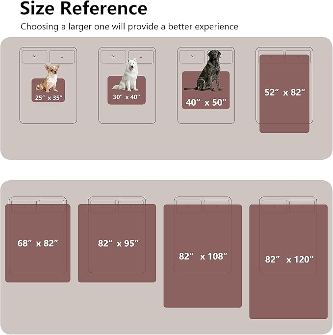 Waterproof Blanket for Bed King Size, Leak Proof Dog Couch Blankets Reversible, Pet Throw Sofa Furniture Protector Machine Washable-82 x108,Burgundy Red+Cream