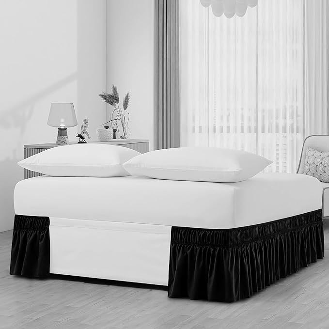 Sage Wrap Around Bed Skirts with 16" Drop - Three Sides Fabric Adjustable Elastic Dust Ruffle Silky Soft -600 TC Stretchy Bed Skirt-Full(54"X 75") Sage