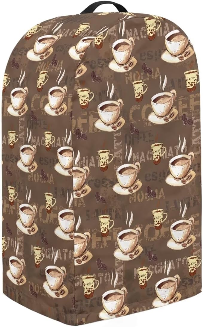 Coffee Cups Blender Cover Dust Proof Small Appliance Cover Foldable Dust Cover Kitchen Decorations for Blender Food Processor Juicer Brown