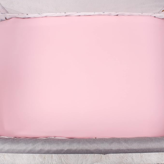 Belsden Pack of 3 Fitted Bassinet Sheet Set, Flexible Fit Various Bassinet, Adapts to Oval, Hourglasss and Rectangle Shaped Bassinet Pads, Cloudy Soft Washable Material, Pink Rose & Pink & Lilac