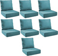 Outdoor Cushion Set for Furniture Patio Furniture, UV Resistant, Water Resistant - 6 Inch Thick Foam Garden Cushions – 22x24 Inch Patio Seat Covers for Chair/Sofa/Couch | Peacock Green | 7-Pack |