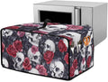 Skull Red Rose Print Microwave Oven Dust Cover Toaster Oven Cover with Top Handle Dust-Proof Kitchen Appliance Protector Dirt and Fingerprint Protection, M