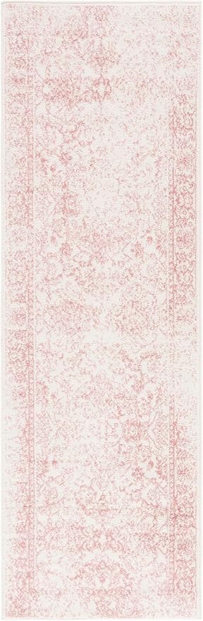 SAFAVIEH Adirondack Collection Runner Rug - 2'6" x 20', Ivory & Rose, Distressed Vintage Floral Design, Non-Shedding & Easy to Clean, Ideal for Hallway, Foyer, Entryway, Bedroom (ADR109H)