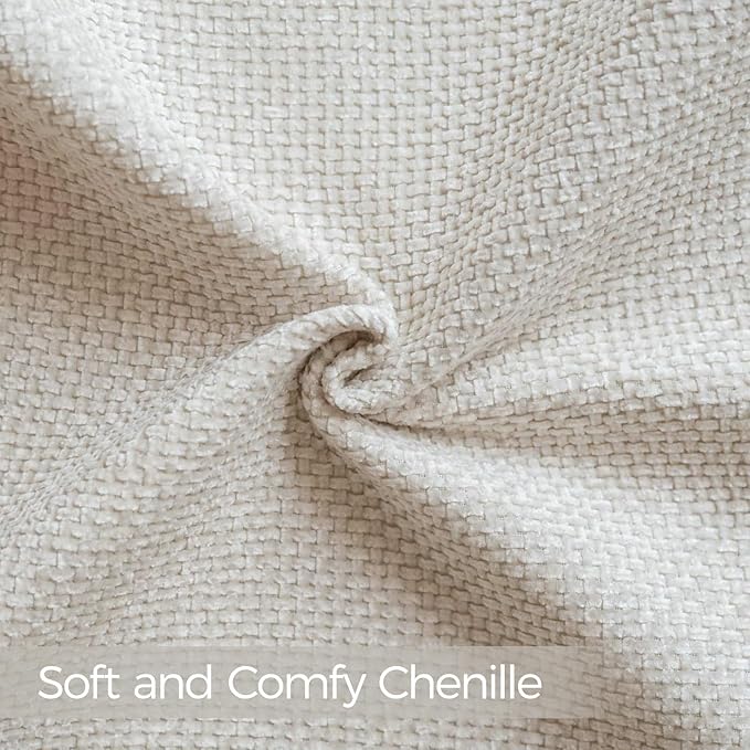 a moment Ivory Chenille Throw Pillow Covers 20x20 Inch Pack of 2 Modern Decorative Throw Pillow Covers Farmhouse Cross Covers Home Decor for Sofa Bedroom Living Room
