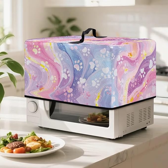 Microwave Oven Dust Cover, Dog Paw Heat-Resistant Waterproof Microwave Oven Grill Cover Protector Polyester Washable Dust Covers Case Protections for Microwaves Ovens
