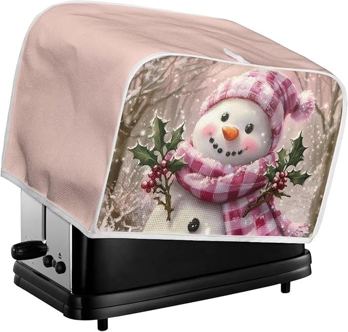 ZFRXIGN Christmas Snowman Toaster Covers 4 Slice Toaster Cover for Home Kitchen Decor Accessories Small Appliance Covers with Top Handle Toaster Oven Cover Washable Pink