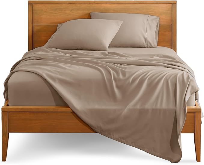 Bare Home Split Head Flex King Sheet Set - 1800 Ultra-Soft Microfiber Bed Sheets - Double Brushed - Deep Pockets - Easy Fit - 4 Piece Set - FlexTop King Bedding Sheets (Split Head Flex King, Pebble)