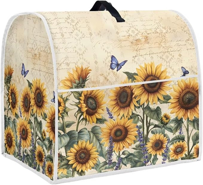 Sunflower Mixer Cover for Kitchen Aid 4.5-5 Qt Mixer, Yellow Small Appliance Dust Covers Universal for Air Fryers, Coffee Makers, Kitchen Decor Gift for Friends