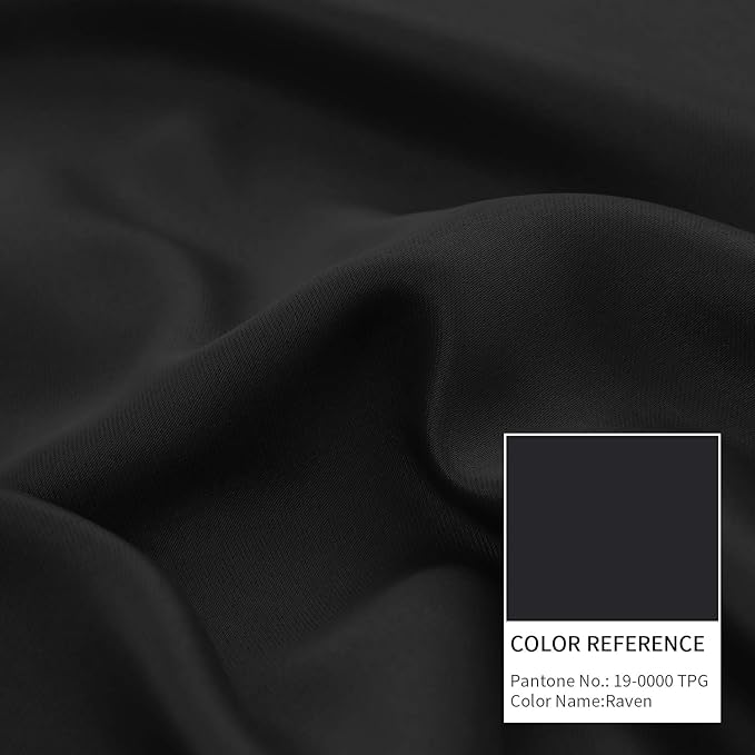BGment Rod Pocket Blackout Curtains 48 Inch Length for Bedroom - Thermal Insulated Short Room Darkening Drapes for Living Room Window, 42 x 48 Inch, 2 Panels, Black