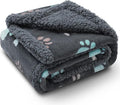 Luciphia Waterproof Pet Blankets for Couch Sofa Bed Cover Cat Liquid Pee Proof Washable Soft Fluffy Large Dog Blanket Reversible Furniture Protection Puppy Grey Paw Thicken Small（40" x 28"）