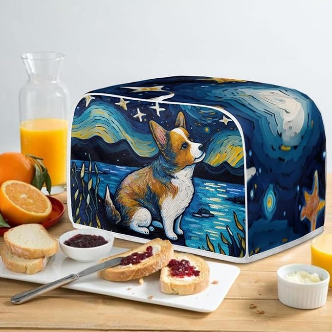 ZFRXIGN Corgi Toaster Cover Small Appliance Covers Starry Night Toaster Cover 2 Slice Kitchen Decor Toaster Microwave Oven Cover Toaster Bag Dust Cover Blue