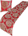 The HomeCentric Red Bed Runner for King/Queen/Twin Jacquard Decorative Bed Scarf 53"x18" Bed Runner Without Pillow Cover, Damask Bed Scarf Bedroom Décor Accent - Crimson Damask