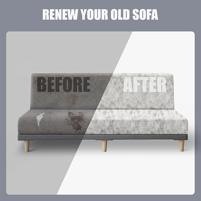 molasofa Leather Like Stretch Futon Slipcover Armless Futon Bed Sofa Cover Furniture Protector with Elastic Bottom, Soft and Washable Futon Cover for Sofa Bed Stay in Place（Larger，Beige）