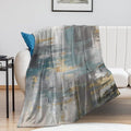 Fashion Gradient Blanket, Modern Art Baroque Gold Grey Green Painting Strokes Pattern Soft Warm Cozy Plush Flannel Covers for Livingroom Bedroom Couch Chair Camping Travel Home Decor Tapestry 60x80in
