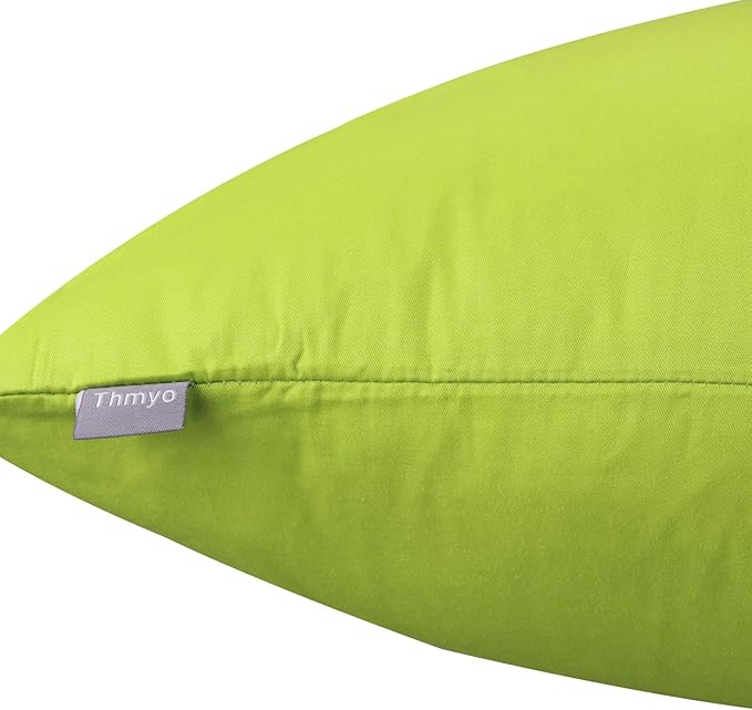 4-Pack 100% Cotton Comfortable Solid Decorative Throw Pillow Case,Thmyo Square Cushion Cover Pillowcase Sublimation Blank Pillow Covers DIY Throw Pillowcase for Couch(22x22 inch/ 55x55cm,Light Green)
