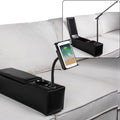Sofa Armrest with Cup Holder, PU Leather Multifunctional Couch Arm Rest Insert, Removable Couch Caddy with Storage, Equipped with LED Reading Light & Wireless Charge Stand