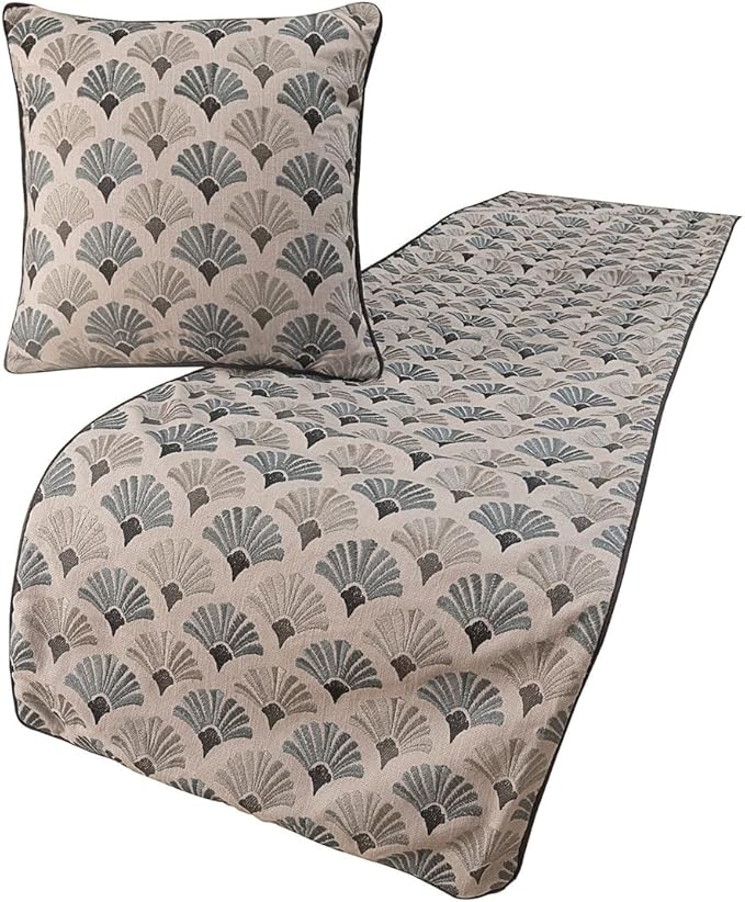 The HomeCentric King Queen Twin Blue & Grey Designer CA King 86"x18" Bed Runner Without Pillow Cover, Floral Embroidery Bed Scarf on Cotton Fabric - Flourish Bloom