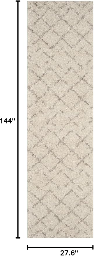 SAFAVIEH Arizona Shag Collection Runner Rug - 2'3" x 12', Ivory & Beige, Moroccan Boho Design, Non-Shedding & Easy to Clean, Ideal for Ideal for Living Room, Hallway, Foyer, Bedroom (ASG743A)