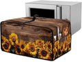 Microwave Oven Cover Vintage Sunflower Wood Grain Print Waterproof Toaster Oven Dustproof Cover Large Size Kitchen Appliance Protector with Storage Bag Machine Washable, S