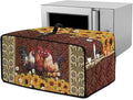 Microwave Oven Cover Waterproof Heavy Duty Microwave Oven Dust Cover with Storage Pockets Reusable Decor Accessories for Kitchen, Vintage Rooster Chicken Sunflower Daisy Floral Print, M