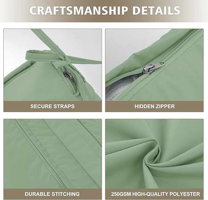Chaise Lounge Cushion 72x21x3 Inch – Set of 2 Outdoor Lounge Chair Cushions, Lounger Pad Replacement with Fade-Resistant, Removable & Machine-Washable Covers, Ideal for Patio Chaise Chairs, Sage Green