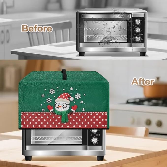Microwave Oven Universal Dust Cover, Christmas Snowman Waterproof Polyester Fabric Dust Cover Heat-Resistant Air Fryer Dust Cover Appliance Airfryer Dust Jacket