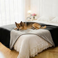 Waterproof Blanket for Bed, Leak Proof Dog Couch Blankets Reversible, Pet Throw Sofa Furniture Protector Machine Washable-82 x120,Black+Lightgrey