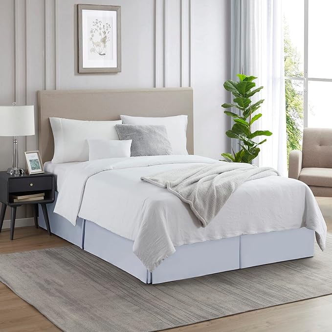 Nestl Ice Blue Full Bed Skirt - Full Size Bed Skirt 14 Inch Drop - Brushed Microfiber Bed Skirts - Hotel Quality Pleated Bed Skirt - Shrinkage & Fade Resistant