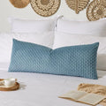 Kevin Textile 14x36 Inch Long Lumbar 1 Pack Boho Decorative Throw Pillow Cover Soft Striped Corduroy Rectangle Cushion Case Farmhouse Solid Color Accent for Living Room Couch Sofa Bed, Blue Grey