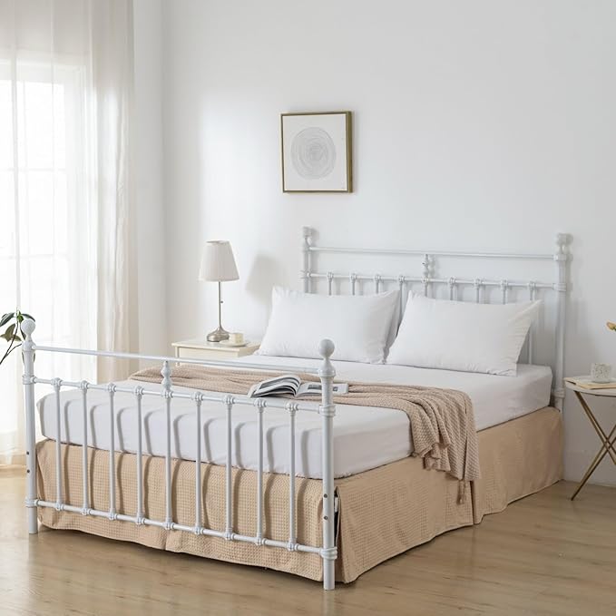 Bed Skirt, Bed Skirt King Size, Pleated Waffle Weave Bed Skirt with Split Corners, King Bed Skirt 12 Inch Drop (Light Camel, King - 12" Drop)