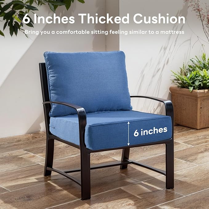6" Thicker Outdoor Chair Cushion 9 Sets - 24" *24" *6" Waterproof Patio Furniture Cushions with Removable Cover, 28D High Density Sponge Filling Thicken Outdoor Patio Cushions - Blue