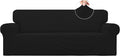 Easy-Going Stretch Sofa Slipcover 1-Piece Sofa Cover Furniture Protector Couch Soft with Elastic Bottom for Kids, Polyester Spandex Jacquard Fabric Small Checks (Sofa, Black)