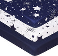 Belsden Pack of 3 Mini Crib Sheet Set, Pack N Play Sheet Set for Baby Boys and Girls, Cloudy Soft Touch and Machine Washable, Fitted Playard/Portable Crib Sheet, White Star & Navy & Navy Star
