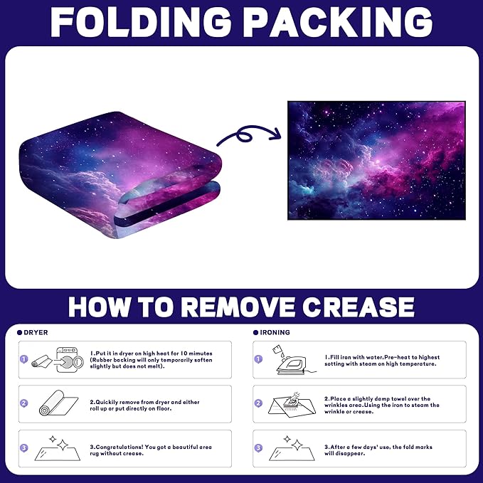 Purple Galaxy Rug Space Rugs Colorful Throw Rug Non-Slip Sun and Cloud Carpet Doormats for Living Room Bedroom Apartment Dorm Floor Mat 47 in X 31 in