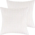 Levtex Home - Tobago Stripe Taupe - Quilted Taupe and White Shams Set of Two (26x26in.), No Insert - Pin Stripe - Cotton Fabric