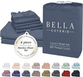 Bella Coterie 6 Piece Luxury Bamboo Viscose King Size Sheet Set | 100% Organically Grown | Cooling for Hot Sleepers | 18" Deep Pocket | Soft & Hypoallergenic | 4 Pillowcases [Slate Blue]