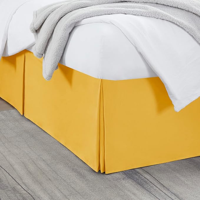 Nestl Yellow Bed Skirt King Size - King Bed Skirt 14 Inch Drop - Brushed Microfiber Bed Skirts - Hotel Quality Pleated Bed Skirt - Shrinkage & Fade Resistant