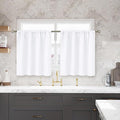 BGment Short White Kitchen Curtains 30 Inch Length - Cafe Drapes with Rod Pocket Privacy Protection for Bathroom Basement Windows Over Sink, 2 Panels, 42 x 30 Inch