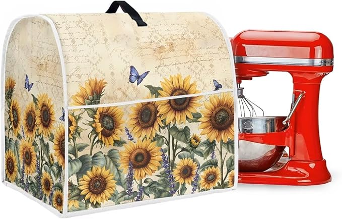 Sunflower Mixer Cover for Kitchen Aid 6-8 Qt Mixer, Yellow Small Appliance Dust Covers Universal for Air Fryers, Coffee Makers, Kitchen Decor Gift for Friends