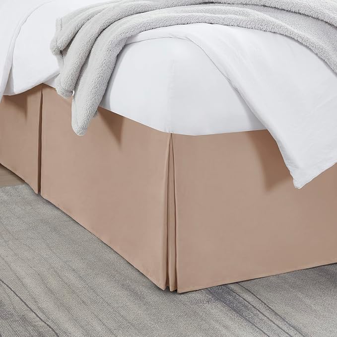 Nestl Taupe Twin Bed Skirt - Twin Size Bed Skirt 14 Inch Drop - Brushed Microfiber Bed Skirts - Hotel Quality Pleated Bed Skirt - Shrinkage & Fade Resistant