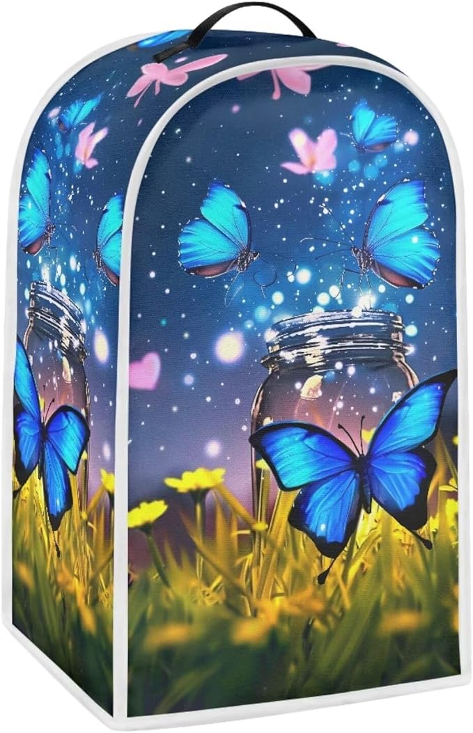 Talayituse Butterfly Flower Print Blender Dust Cover, Fingerprint Protection Cover for Stand Mixer or Coffee Machine, Home Kitchen Appliance Covers for Stain Dust Resistant Supplies