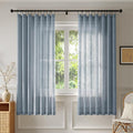 Anmao Natural Linen Curtains for Living Room 72 Inch Length 2 Panels Set, Light Filtering Semi Sheer Window Curtain Drapes for Bedroom with Curtain Rings and Clips, 52Wx72L, Haze Blue