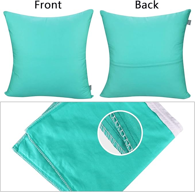 4-Pack 100% Cotton Comfortable Solid Decorative Throw Pillow Case,Thmyo Square Cushion Cover Pillowcase Sublimation Blank Pillow Covers DIY Throw Pillowcase for Sofa Bedroom(16x16 inch/ 40x40cm,Green)