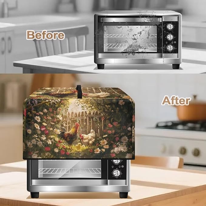 Microwave Ovens Dust Cover, Thanksgiving Rooster Tear-Resistant Heat-Resistant Waterproof Polyester Oven Protection Case for Microwave Oven Smart Oven Toaster Stainless Steel Oven
